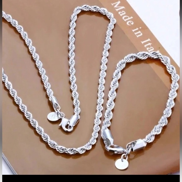 Necklace-20 inch Rope twisted Chain Necklace in sterling silver nwt - Picture 2 of 7